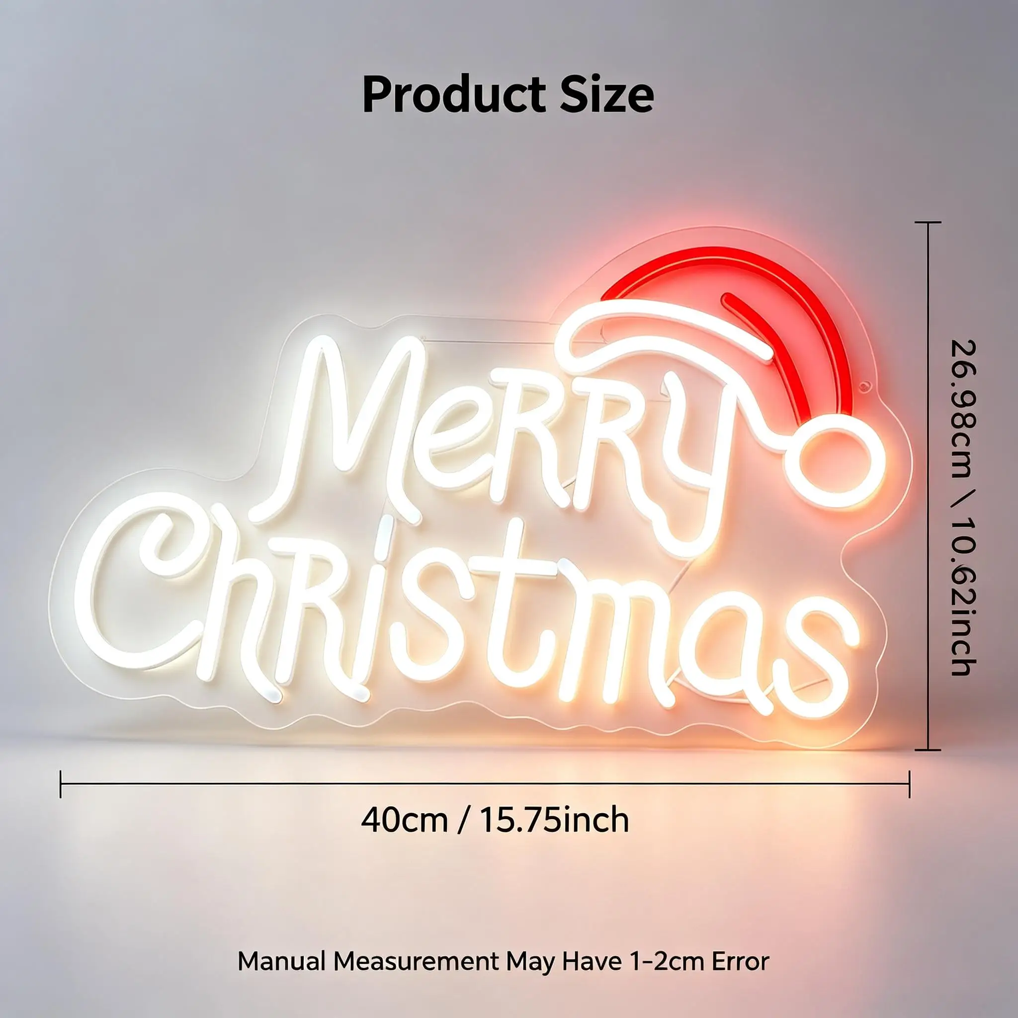 Merry Christmas With Santa Hat Neon Sign USB Dimmable LED Light For Living Room Office Club Background Wall Decor Creative Gift
