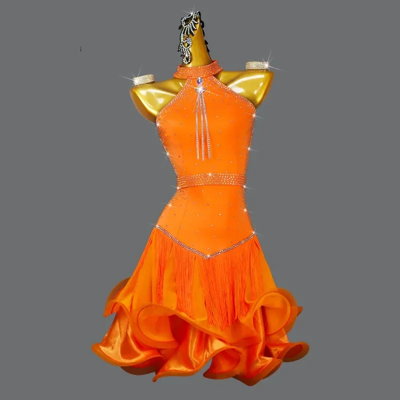 Nueva ropa de baile latino vestido de competición Sexy para mujeres adultas fiesta pelota deportes falda femenina traje de graduación señoras niñas Samba