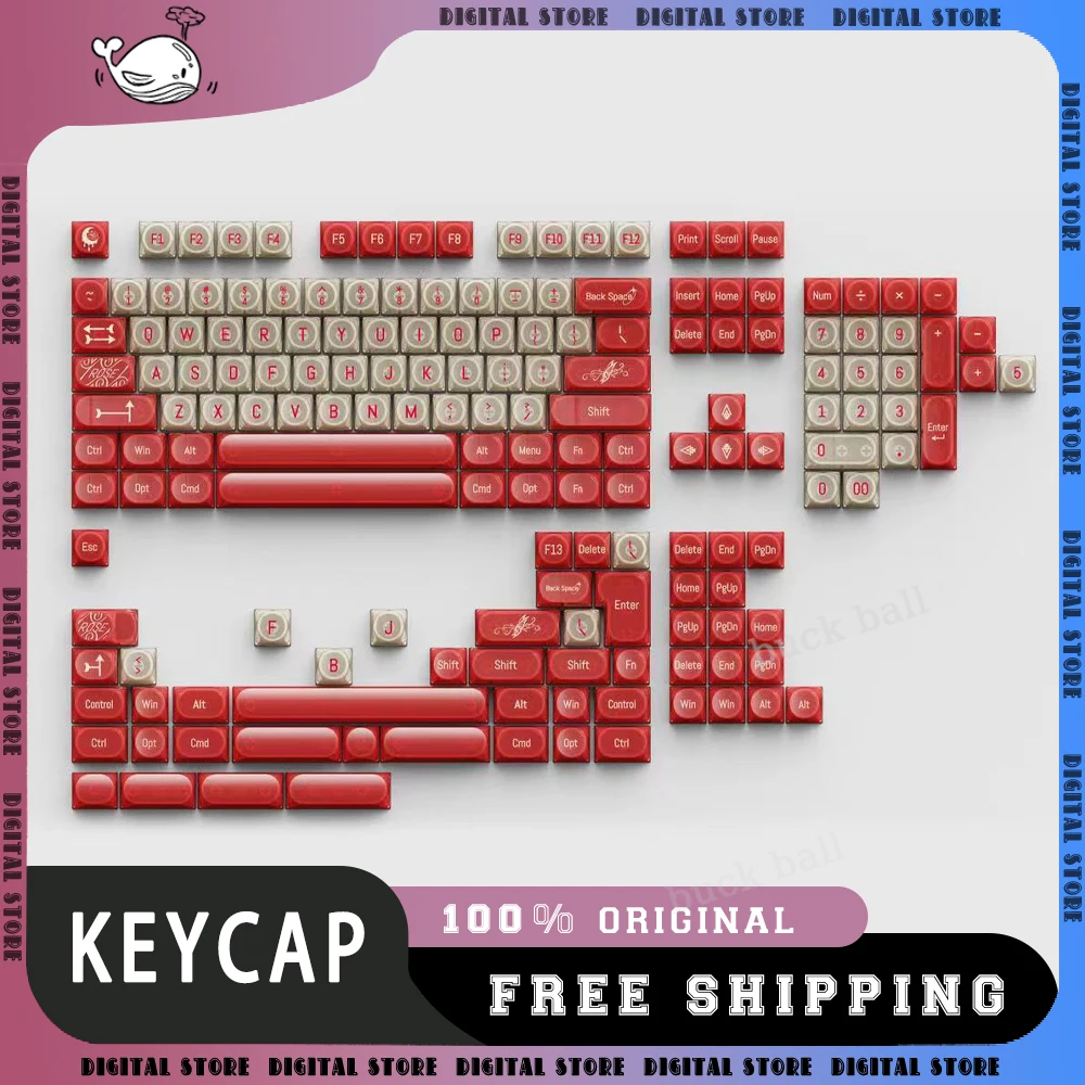 170คีย์ chillkey DDA keycaps 1.5mm Thermally sublimated PC keycaps โปร่งแสงที่กำหนดเองสำหรับการเล่นเกมแป้นพิมพ์กลของขวัญ