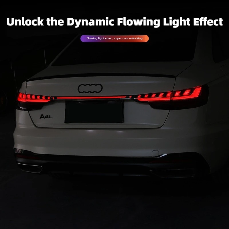 LED Through-Type Taillight Assembly For Audi A4L A4 B9 2020–2023 Rear Bumper Upgrade Dynamic Flowing Light Turn Signals Lamp