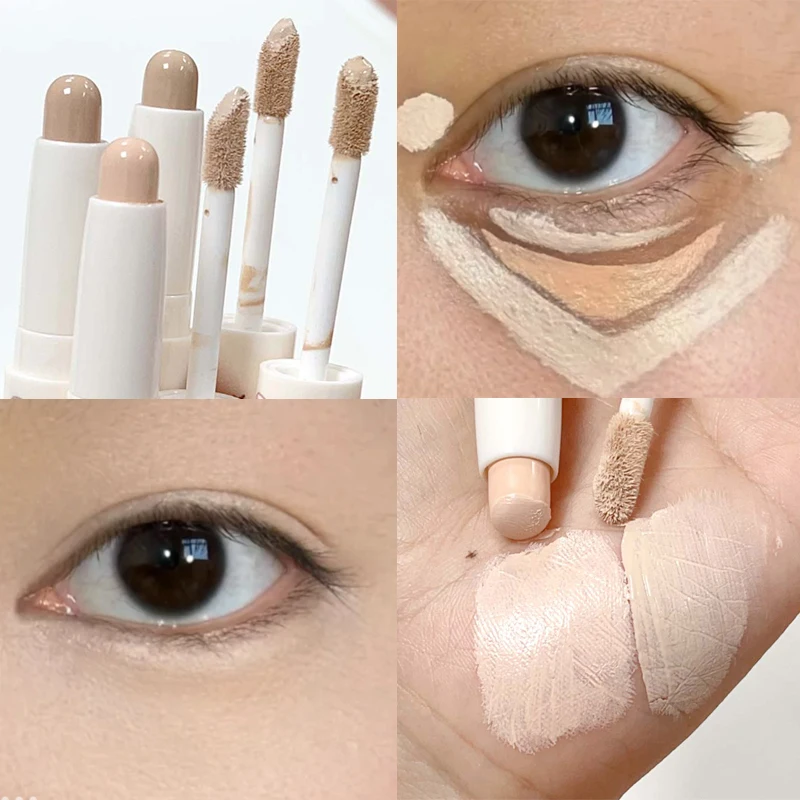 Double-head Concealer Pen Lasting Conceal Acne Spot Dark Circles Moisturizing Brighten Face Contour Makeup Base Foundation Cream