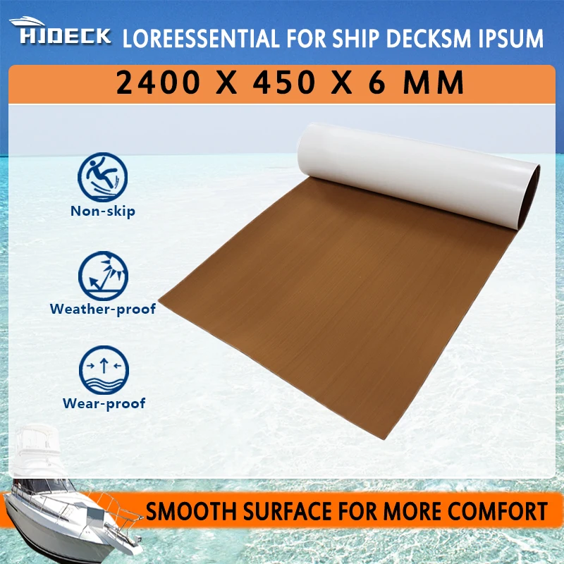 

Eva Foam Boat Flooring Smooth Carpet Blanket Brown Deck Sheet, Yacht Flooring, Waterproof Anti Skid, Damping Pads, 2400*450*6mm