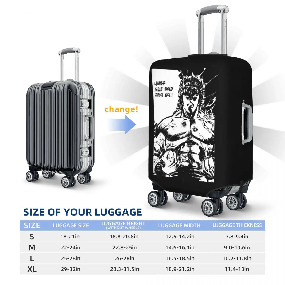 Fist Of The North Star Kenshiro (6) Housse de protection pour valise Housse de protection élastique pour bagages de 18 à 32 pouces