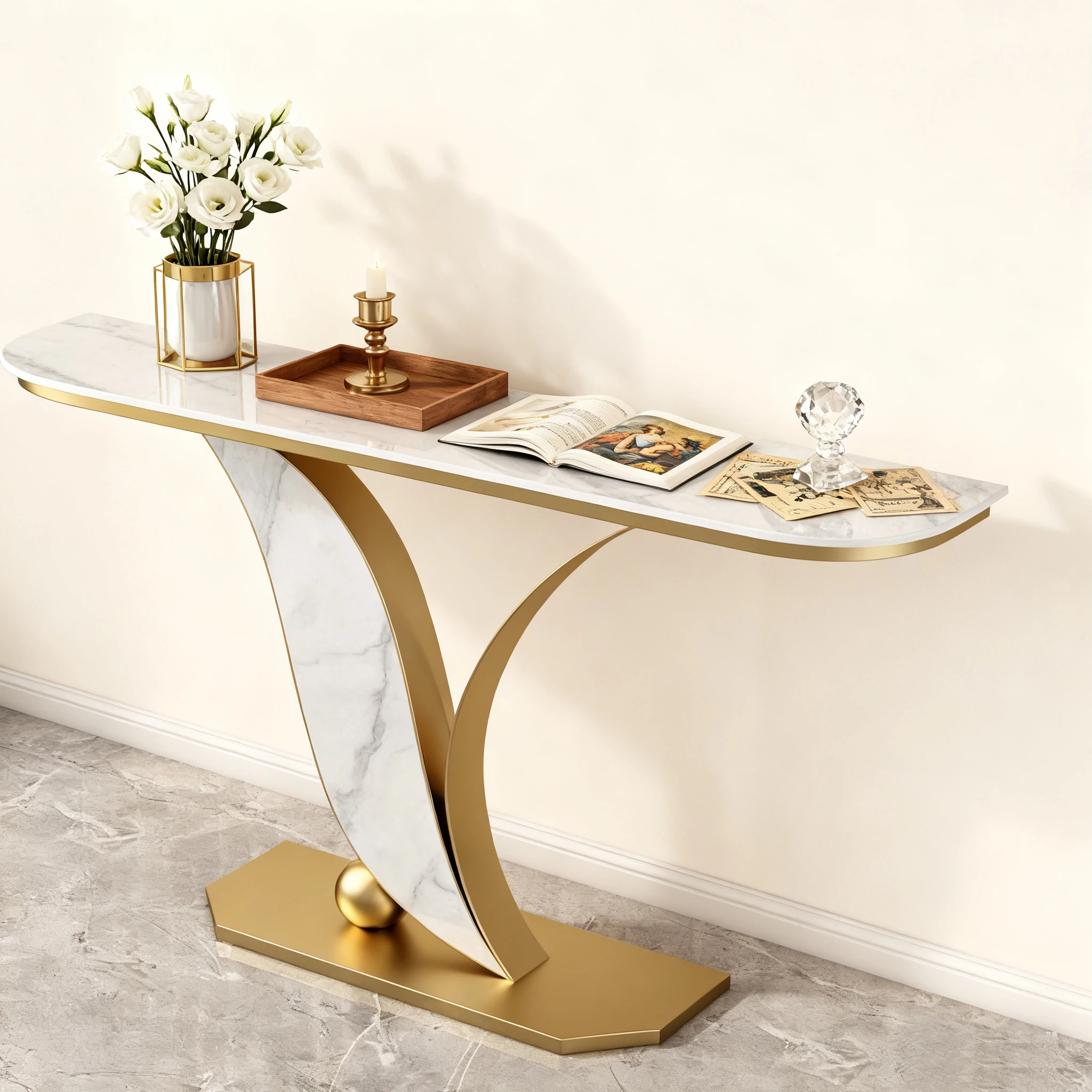 

-AboutModern Table Narrow Console Table for Hallway Living Room Home Decor Slim Entry Table for Entryway Corridor Decoration*