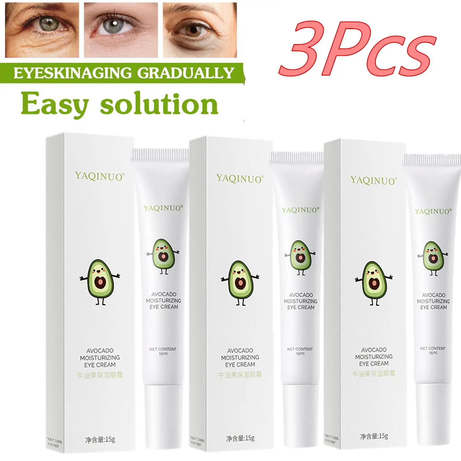 Creme hidratante para olhos para círculos escuros, nutritivo, reafirmante, pele, bolsas, sob os olhos, creme anti-rugas, 3 PCs