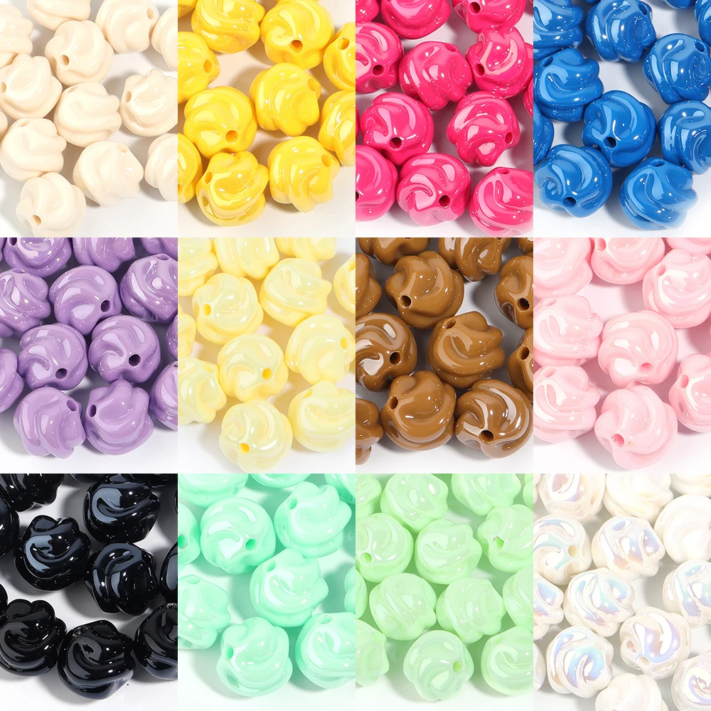 10Pcs 16mm Irregular Twist Acrylic Jewelry Beads Round Beads Spacer Charm Bead for Jewelry Making Handmade Bracelet Accessories