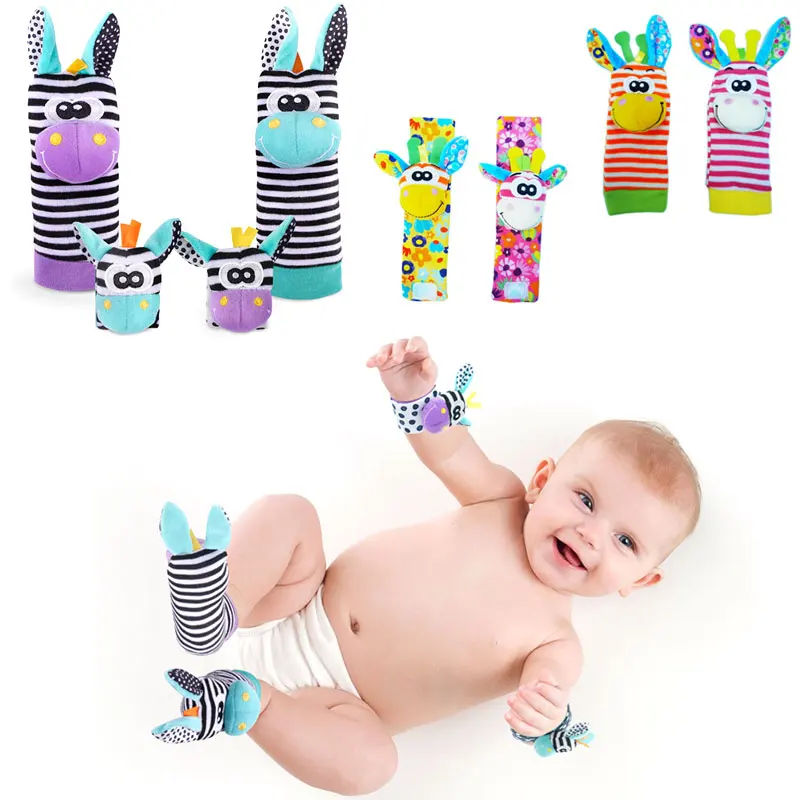 Calcetines infantiles con sonajero de muñeca, juguetes Kawaii de dibujos animados, muñecos blandos de felpa para niños pequeños, juego de calcetines de muñeca móviles para atraer la atención del recién nacido