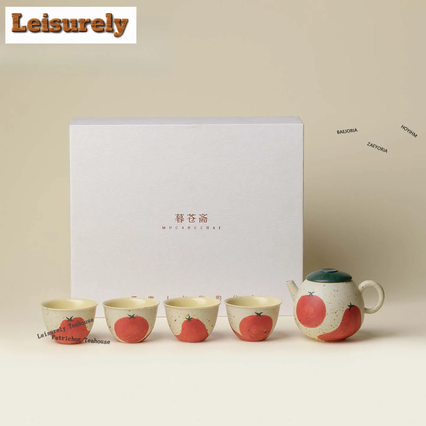 HOYIHM Hand-painted Persimmon Tea Set Complete Set Japanese Tea Ceremony Set Teapot And Tea Cup Set Teaset Supplies Ornaments