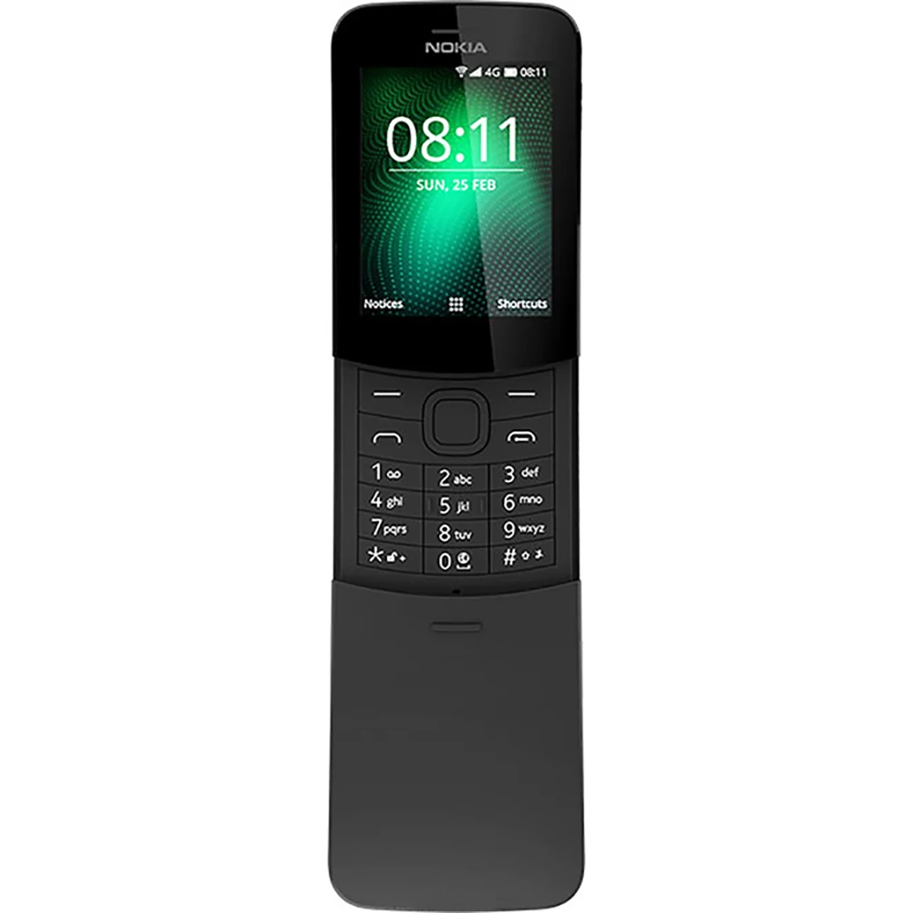 Nokia 8110 4G Banana Phone 2SIM WIFI 2MP KaiOS 1500mAh GPS 4GB+512MB 2018 Edition Nokia Slide Design Phone Unlock Used