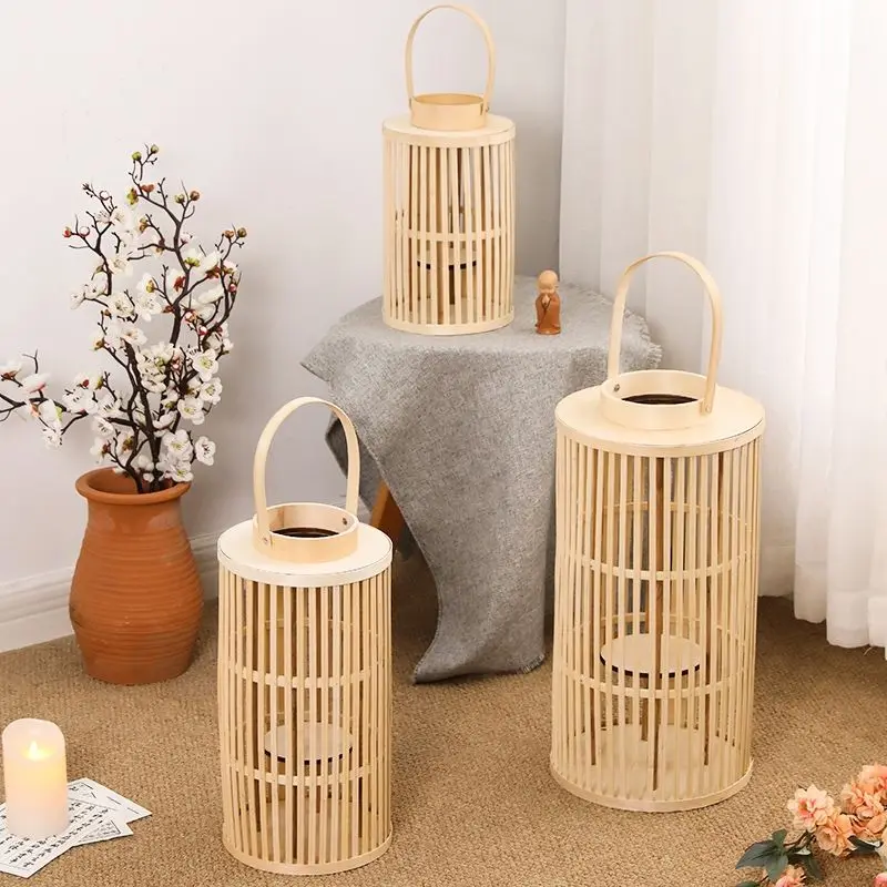 

Bamboo wind candle stand Nordic candlestick Japanese home hotel desktop photo props candle lamp holder home decoration