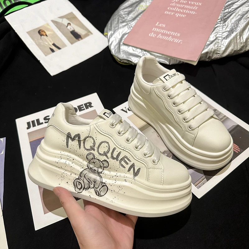 

Женская повседневная белая обувь из искусственной кожи, прогулочные туфли на плоской подошве, вулканизированные кроссовки, дышащие спортивные кроссовки на платформе для бега, Zapatos De Mujer