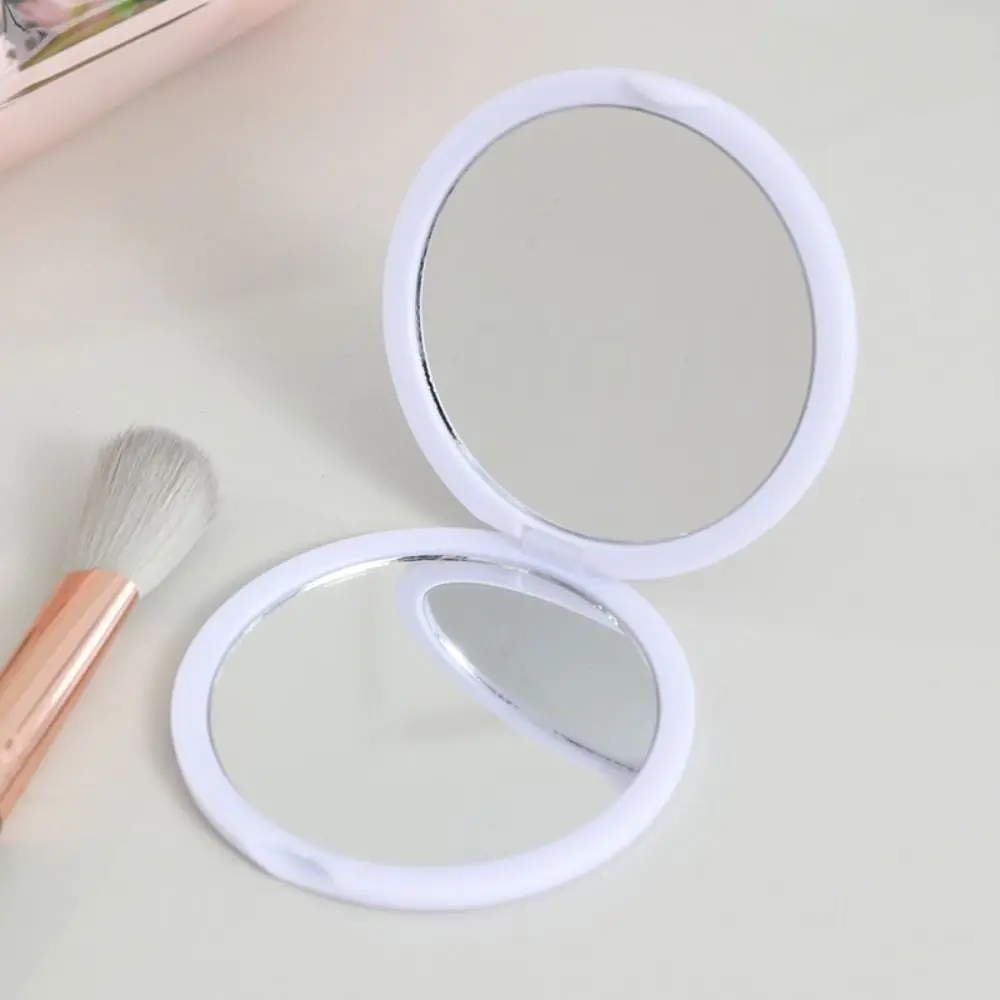 Simple Mini Hand-Held Mirror Portable Double-Sided Make-Up Mirror Plastic Folding Pocket Mirror Student