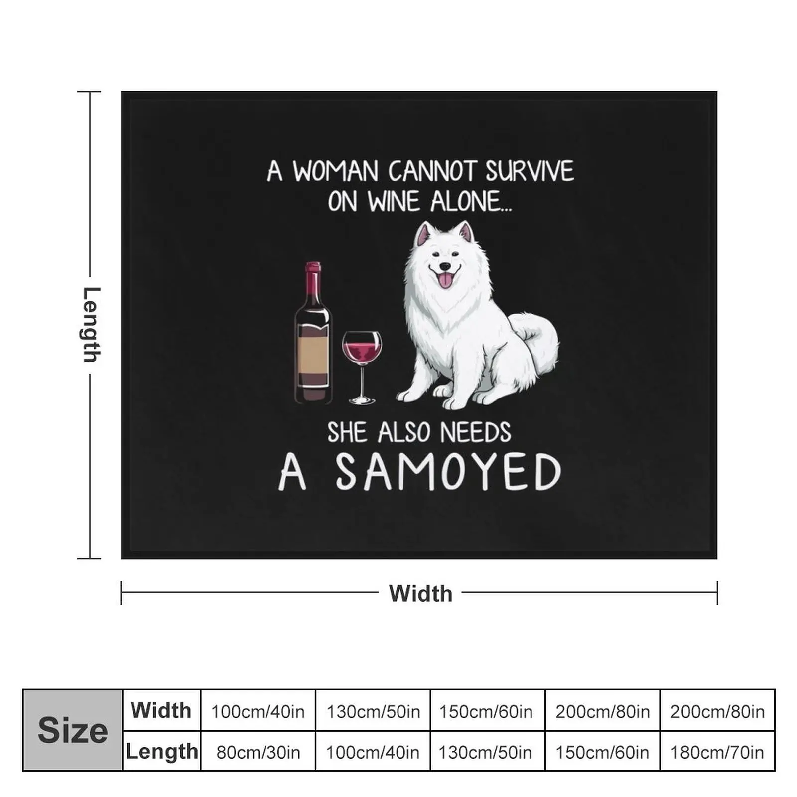 Samoyed and wine Funny dog Throw Blanket Retros Custom Blankets