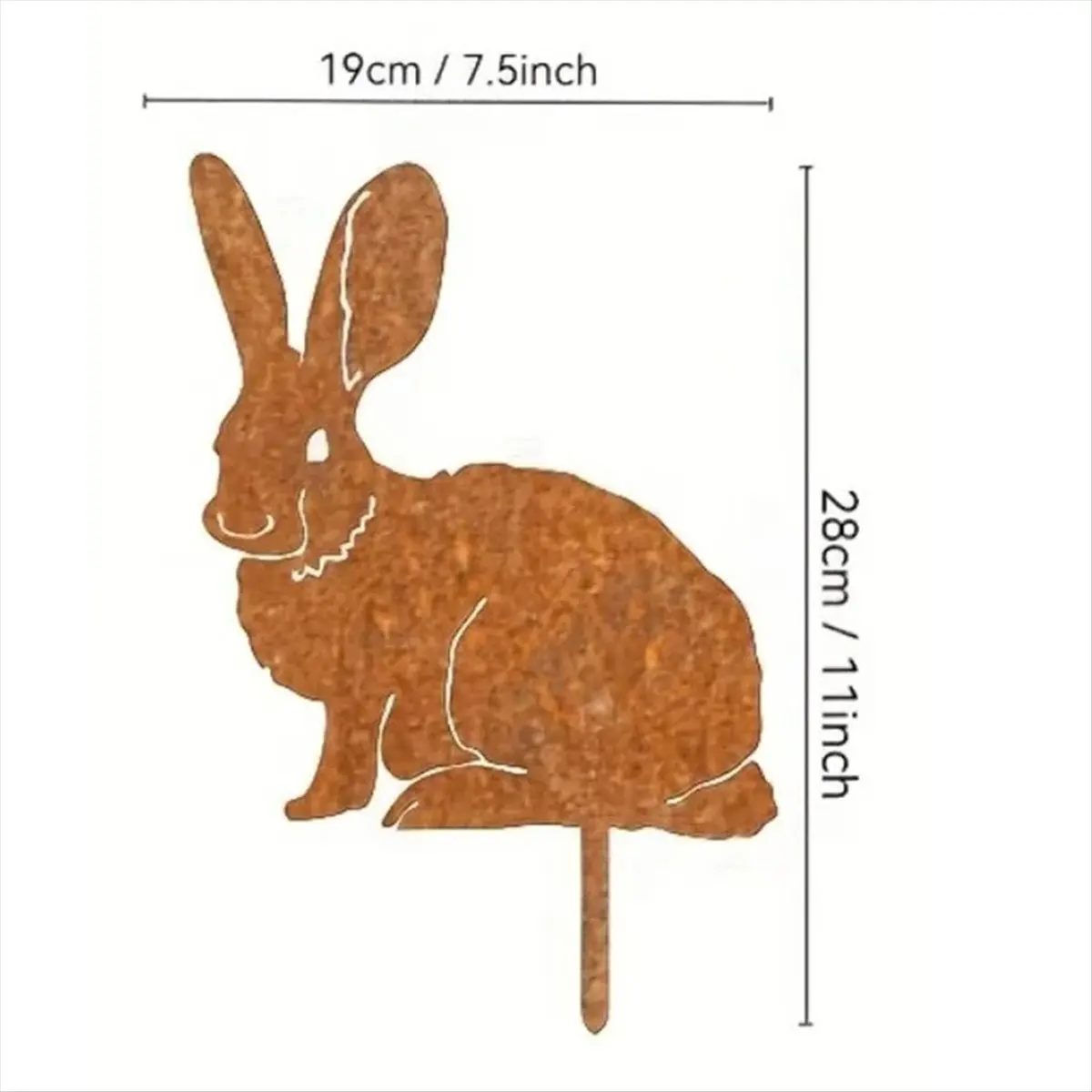 AA77 NEW Rustic Metal Rabbits Garden Stake - Rusty Bunny Silhouette, Outdoor Yard Art for Farmhouse Decor, Perfect for Easter