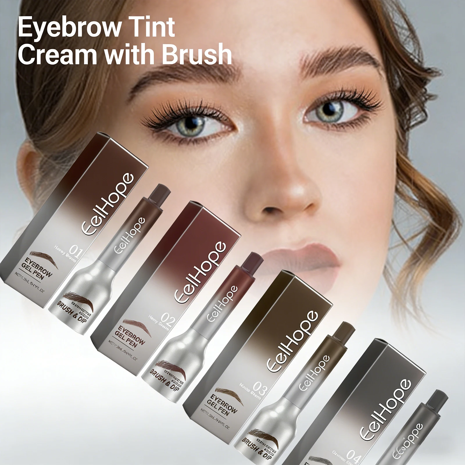 

Waterproof Long Lasting Eyebrow Tint Cream Press Cushion Smudge Proof with Brush Precise Natural Brows Makeup Smudge Proof