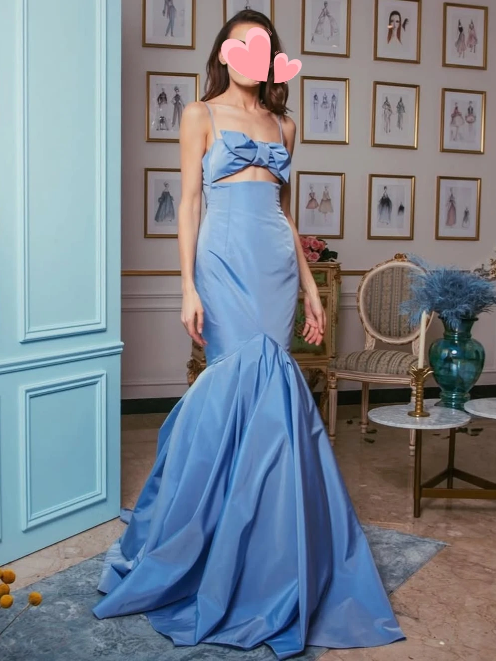 

Oisslec Dress Elegant Vintage Sweet Blue Mermaid Bow Sexy Stylish NewCustomized Formal Occasion Prom Dress Evening Party Gowns