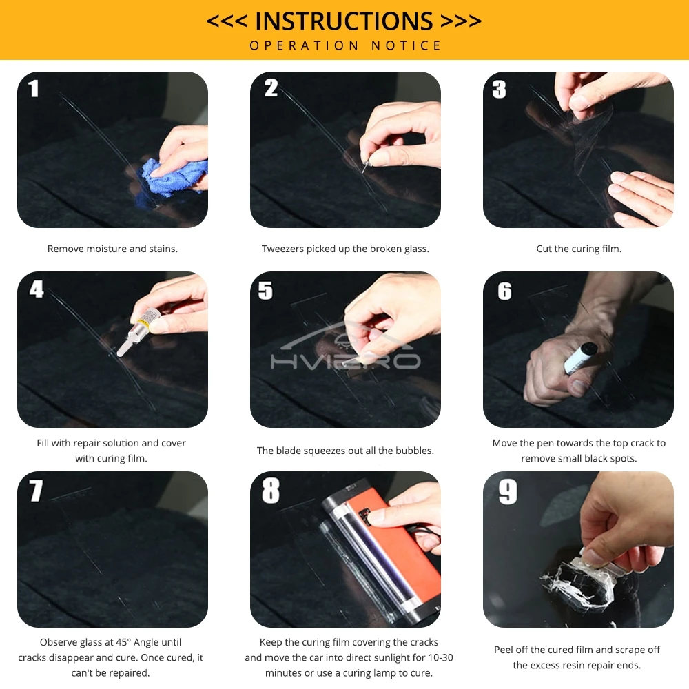 Car Windshield Cracked Repair Tools DIY Window Phone Screen Kit Curing Glue Auto Glass Scratch Crack Restores Accessories Clean