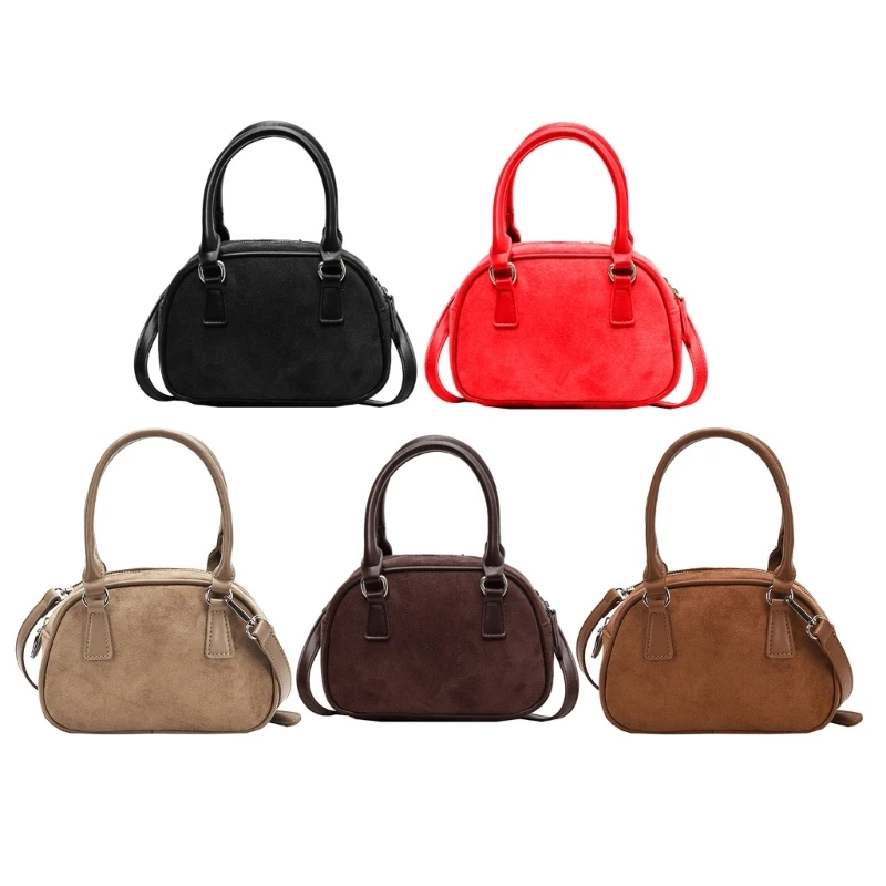 

Vintage Faux Sueded Velvets Crossbody Bag for Women Elegant Top Handle Handbag