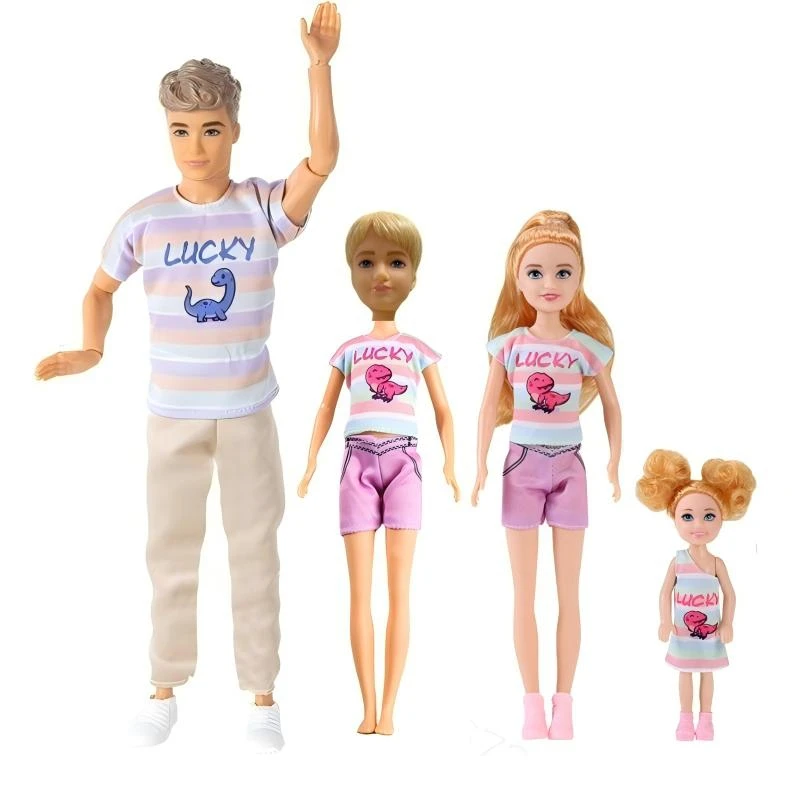 

Fashion Dolls 4 Person / Lot Father Sister Brother Families Game Doll Accessories Fast Shipping Birthday Present For Children