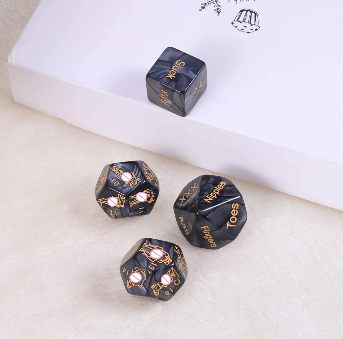 R-18 Fun Acrylic Dice Sex Love GameToys Marble Pattern Sculpture Action Poses Sex toys 4 in 1 for Couple Flirting