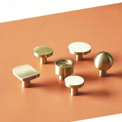 Modern Solid Brass Cabinet Kitchen Knobs Pulls Gold Furniture Drawer Dresser Knobs Cupboard Closet Door Handles-1Pack
