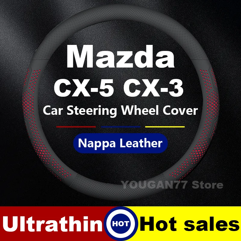 

Leather Car Steering Wheel Cover For Mazda CX-5 CX-3 2013 2014 2016-2024 Auto Steering Wheel Cover Mazda Interior Accessories