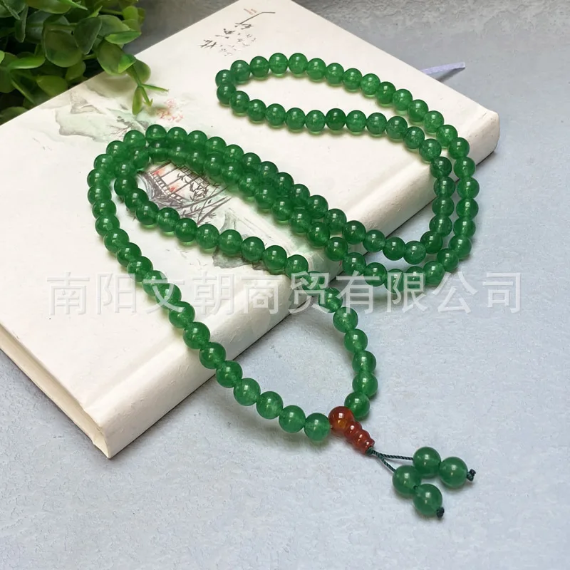 

Кварцевый рок, несколько кругов, зеленый малайский нефритовый браслет 108, длинное ожерелье, буддийские бусины
