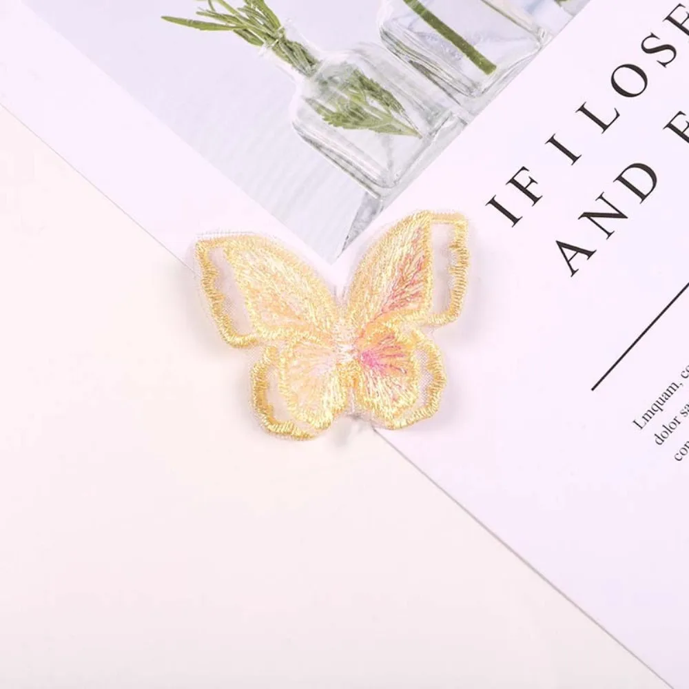 

10 шт., 3D вышивка, кружевные аппликации в виде бабочки, мечтательная двухслойная шифоновая бабочка, сделай сам, ручное шитье, ремесленное украшение