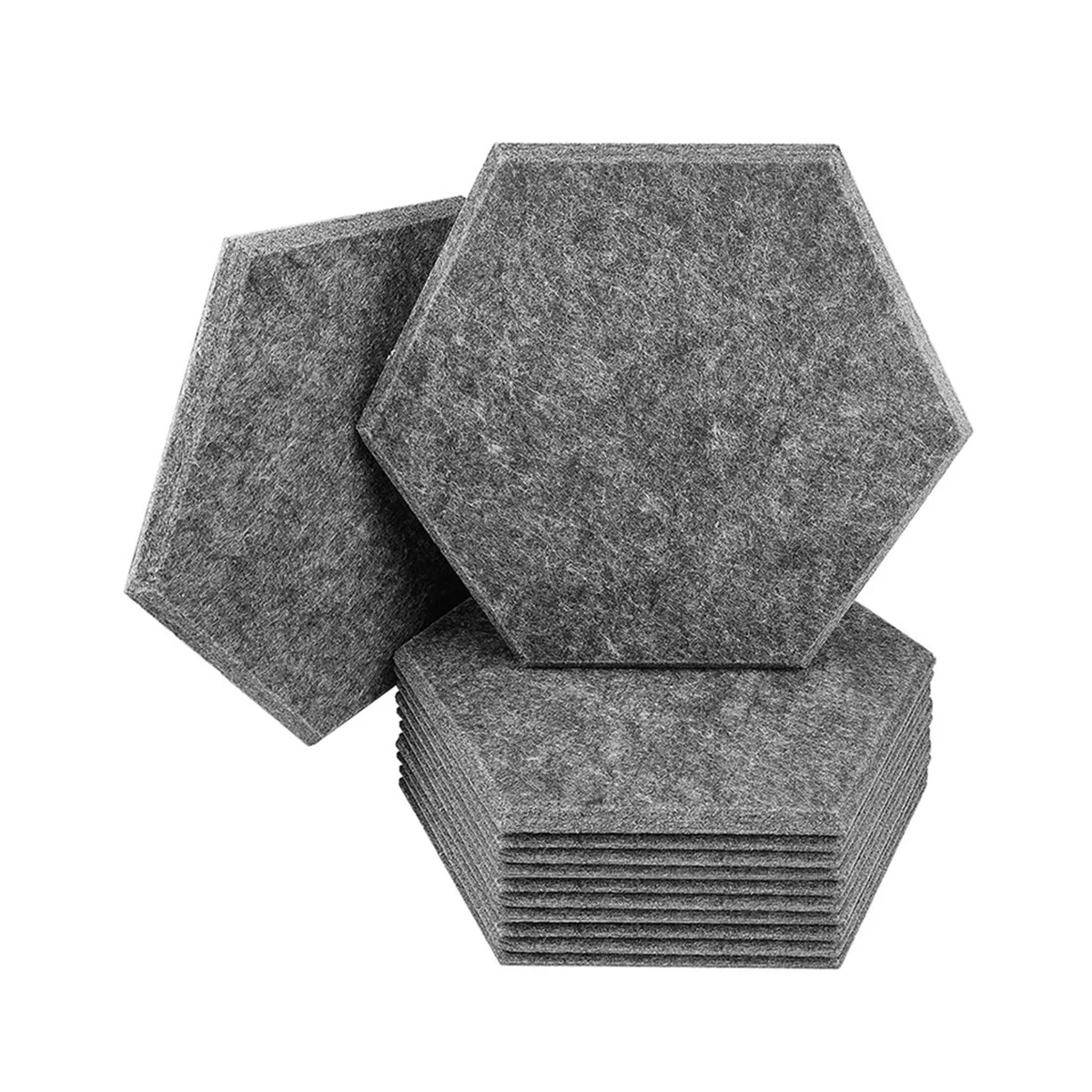 Hexagonal Self-Adhesive Acoustic Foam Board High Density Acoustic Panels for Studio, Home and Office (Grey)