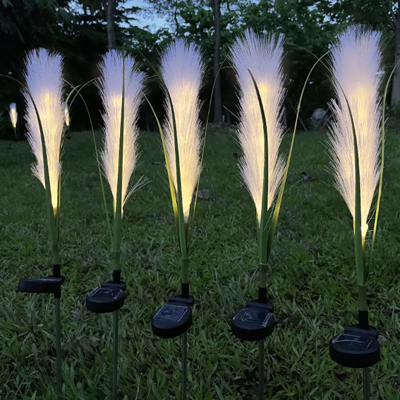 10pcs LSolar-Powered Fiber-Optic Reed Lights Ground-Stick Lawn Decorative Waterproof Energy-Efficient Artificial Landscape Light