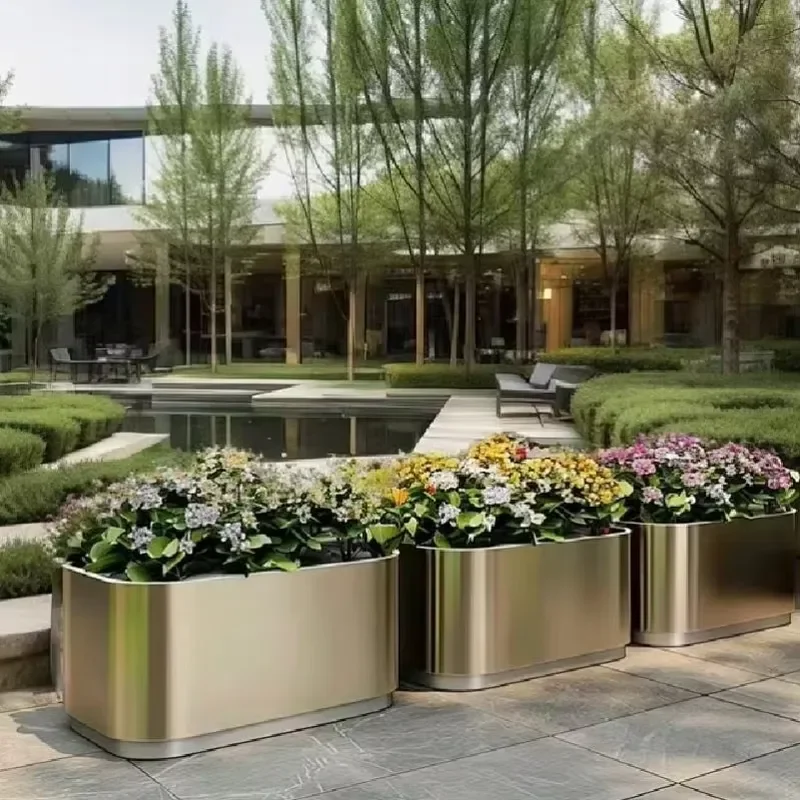 Durable Flower Planter Box Stainless Steel Flower Planter Box Large Outdoor Pot