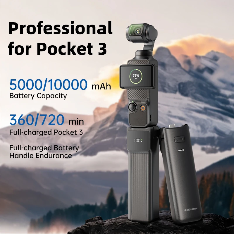 NOHON 5000/10000mAh for DJI Osmo Pocket 3 High Capacity Battery Handle 22.5W PD Fast Charging With Tools Battery Handle