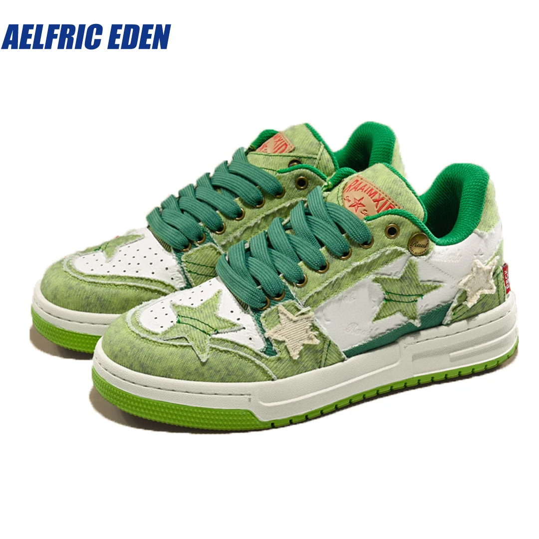 StarryClimb-Chaussures de Skate Patchwork Vert Avocat, Baskets de Skateboard Originales, Streetwear, Hip Hop