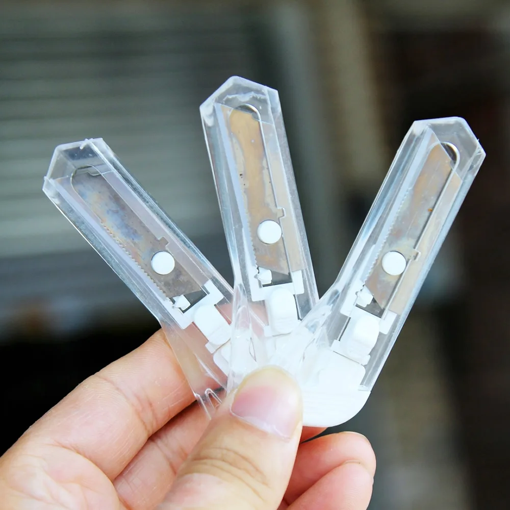 1/20 قطعة سكّين متعدّد الاستخدامات شفافة الصلب ورقة قطع صندوق أدوات القطع عدة شفرات عدم الانزلاق Unboxing سكين أدوات نحت الحرف اليدوية #6