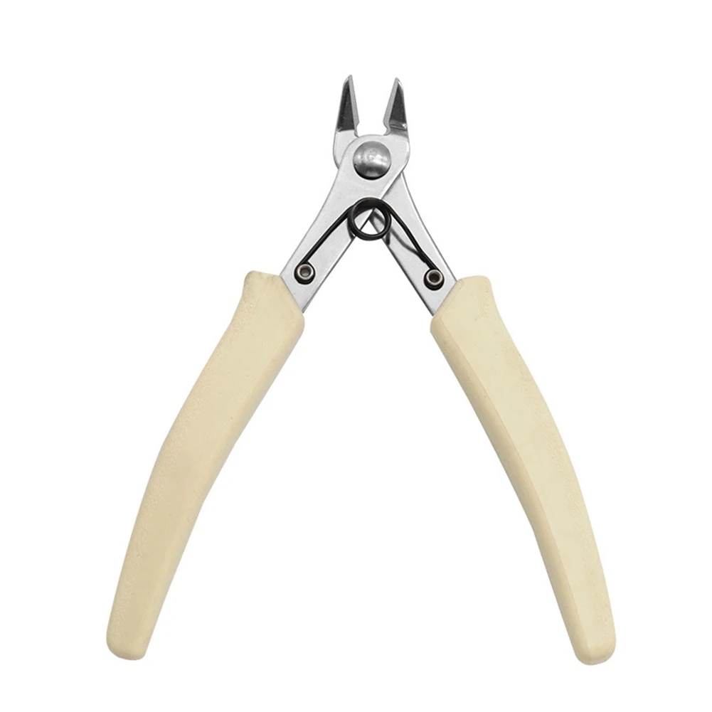 45 # Steel Pointed Nose Pliers PP White Handle Diagonal Thread Cutting Hand Tool Home Hardware Maintenance Tool