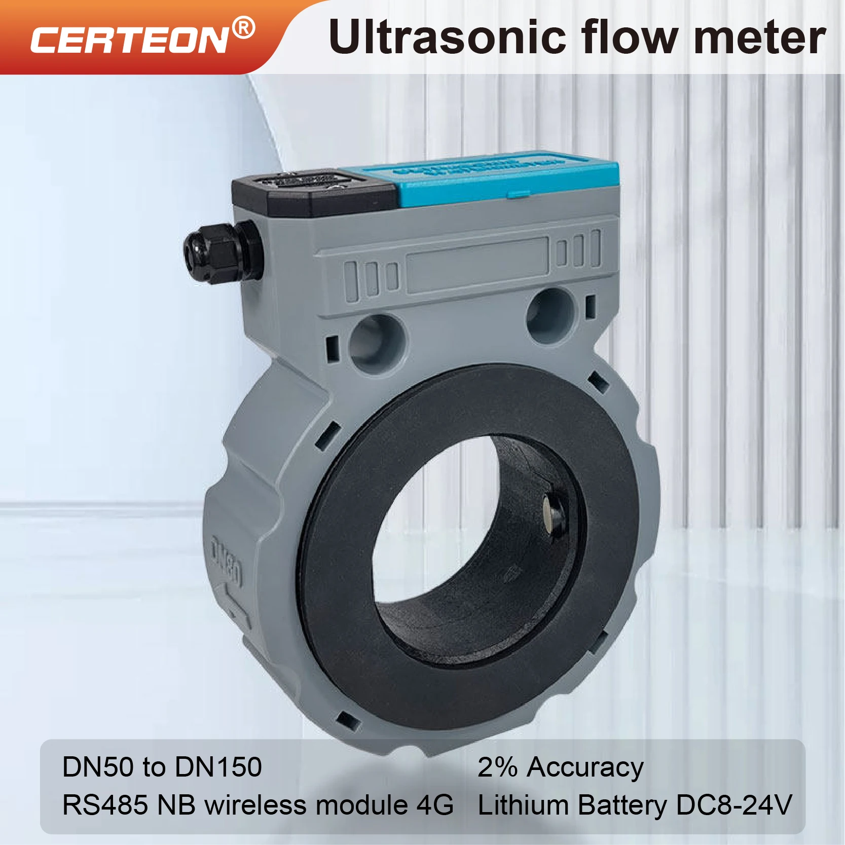 

Ultrasonic Flow Meter Clamp-On Flow Transducer Digital Non-Invasive Water Flow Meter Portable Handheld Liquid Flow Meter