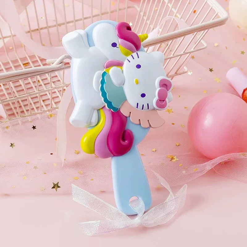 Kawaii Hello Kitty Cartoon Unicorn Airbag Comb Handheld Makeup Hair Comb Head Massage Girls Accessories Kids Birthday Gift