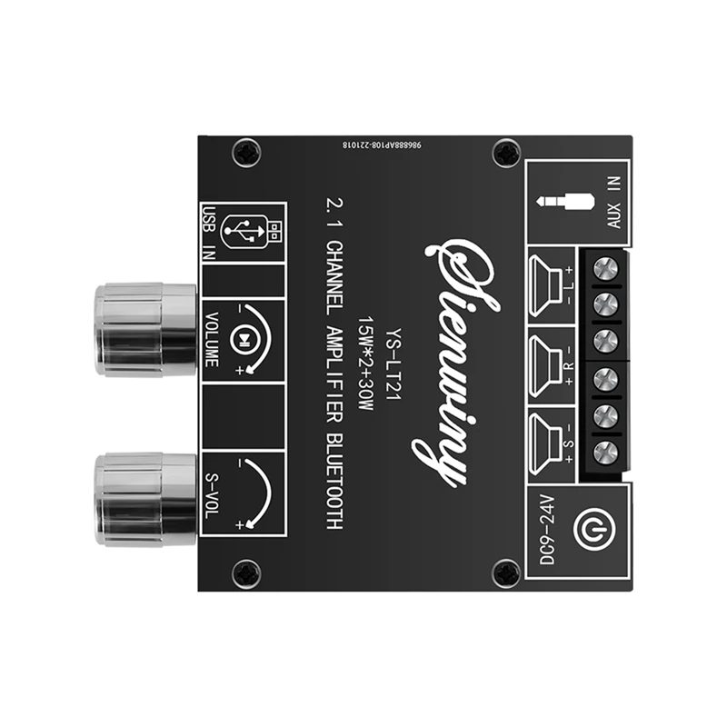 YS-LT21 2.1 Channel Bluetooth Amplifier Board 15W+15W+30W With Subwoofer Knob Adjusting Encoder Audio Module DC9-24V