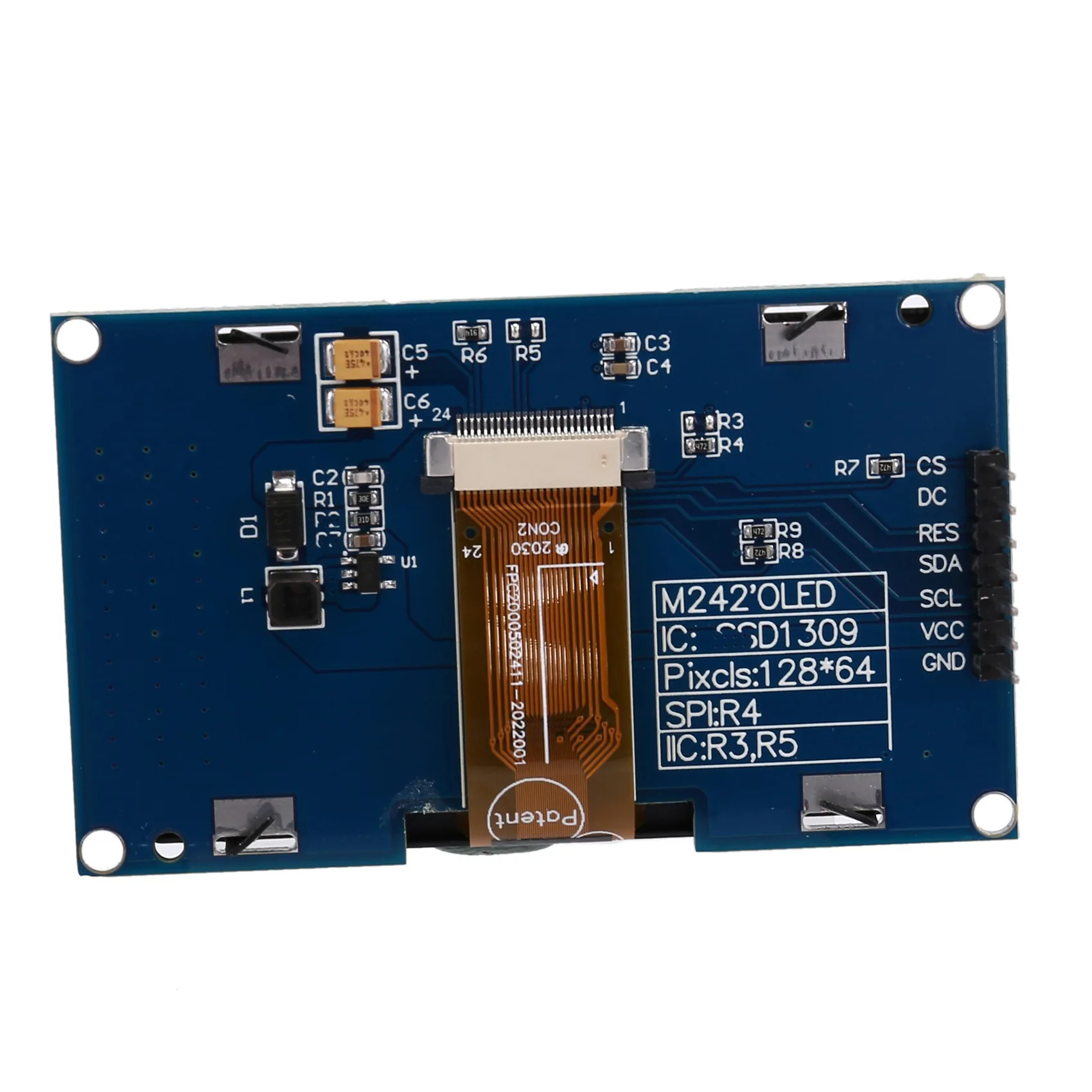 2.42 Inch OLED Display LCD Screen Module 128X64 SPI/IIC Interface SSD1309 Display Yellow