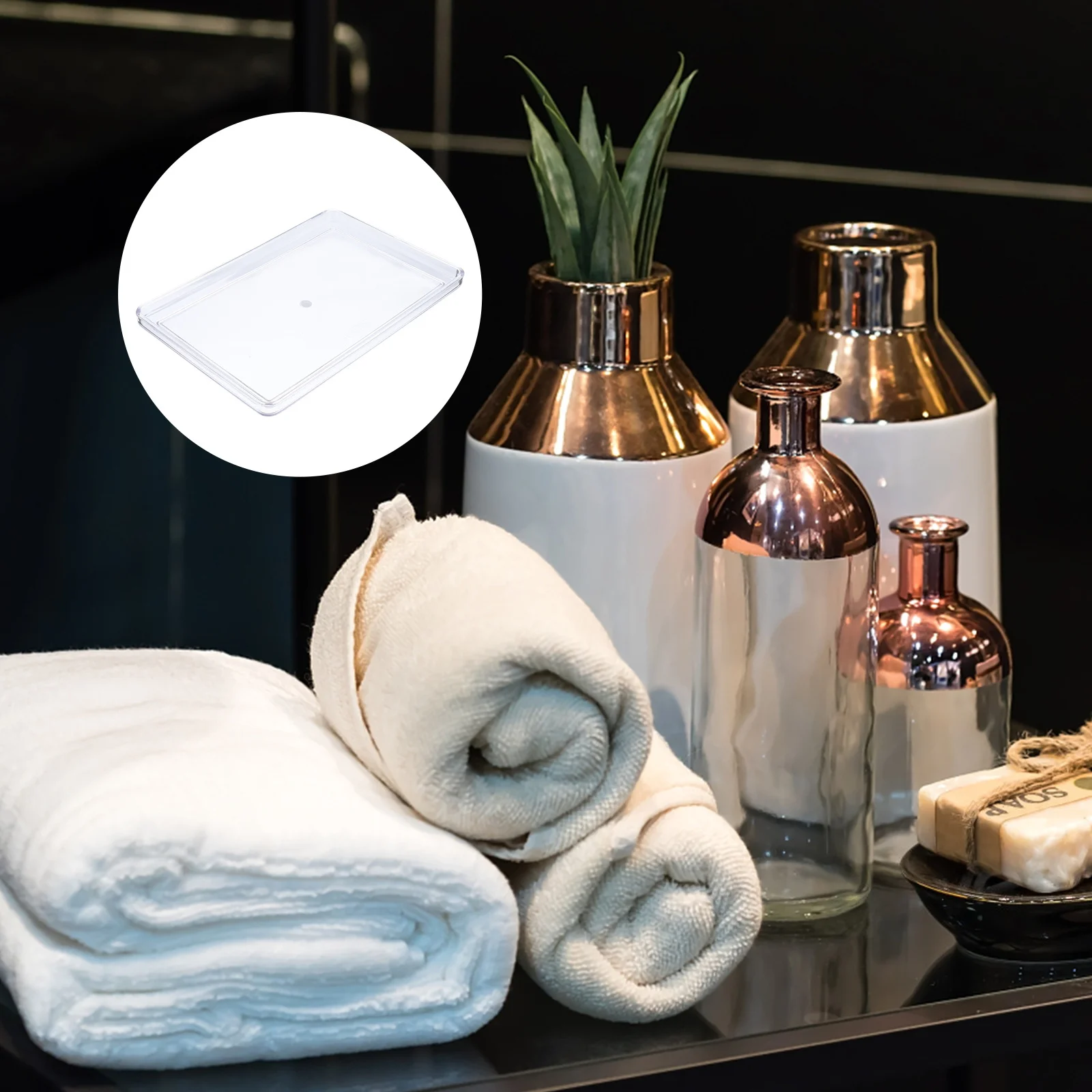 

1 pc Bathroom Storage Tray Transparent Acrylic Multi-Use Serving Tray For Towels Toiletries Fruits Household Organizer Wedding