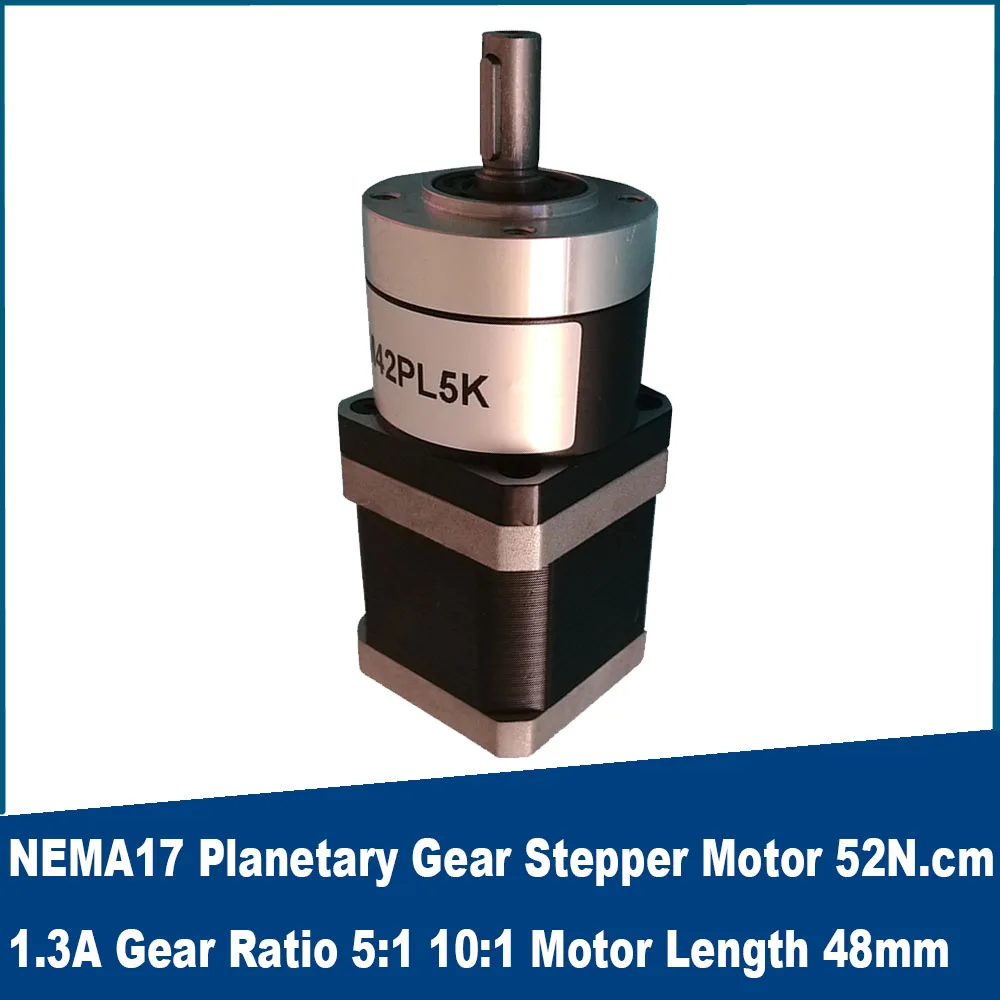 NEMA17 52N.cm 1.3A Planetary Gear Stepper Motor  Gear Ratio 5:1 10:1 Motor Length 48mm