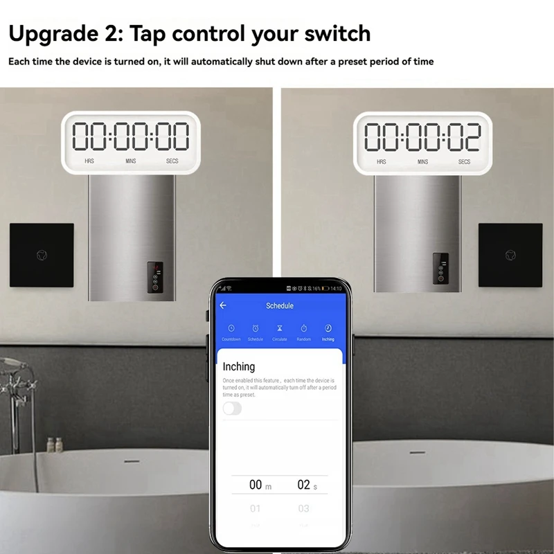 B04B-Wifi Boiler Switch/Water Heater Controller 20A Tuya Smart APP Remote Control Alexa Home Voice Glass Panel EU Plug