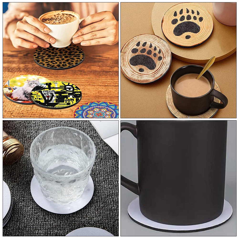 

24pcs Round Sublimation Blank Coasters 4 Inch Heat Transfer Diy Ceramic Tiles For Home Kitchen Bar Hotel Anti-Scald Non-Slip