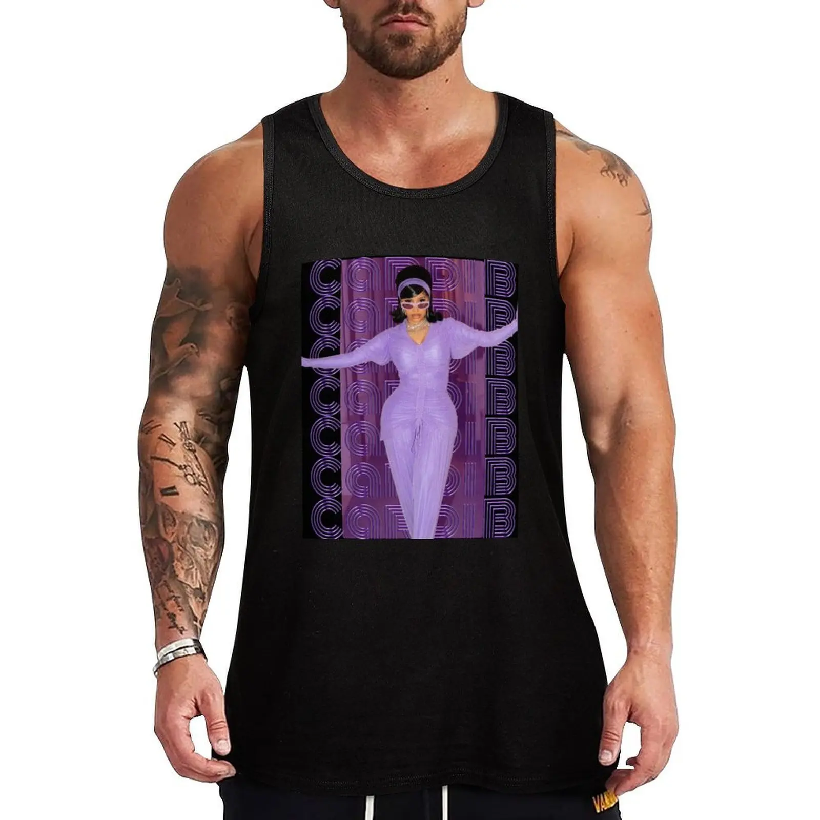 

Cardi B Purple Design Tank Top gym vest for men Man gym clothes