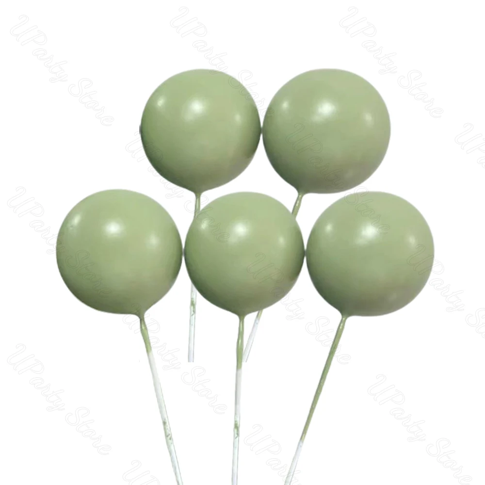 30Pcs Green Balls Cake Toppers Gold Dark Sage Green Cake Balls for Jungle Animal Birthday Baby Shower Wedding Cake Decorations