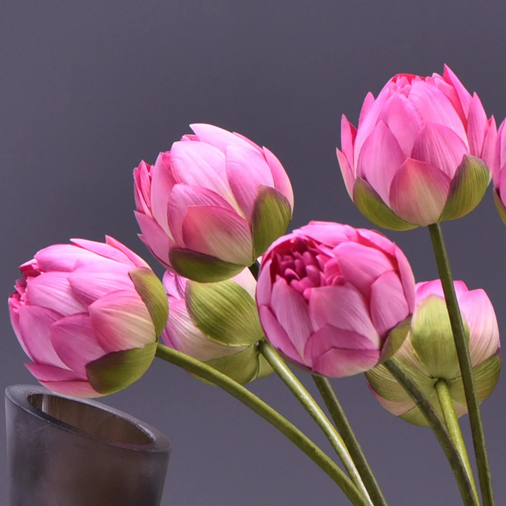 

6pcs Beautiful Artificial Flowers Fake Lotus Home Decorative Flowers Display Silk Flowers Party Decors