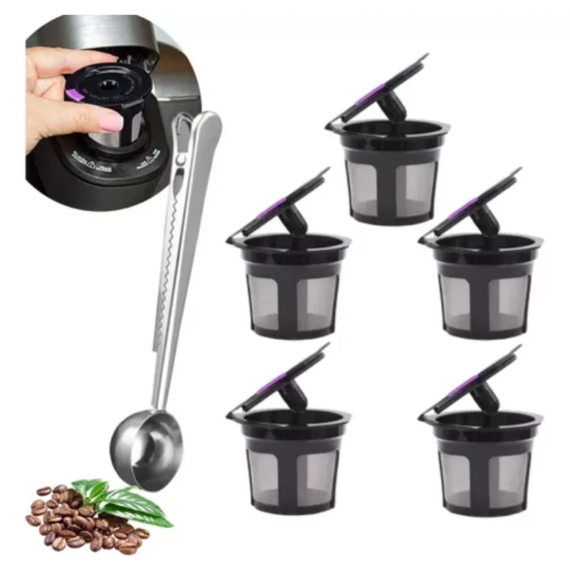 5 reusable coffee cups with capsules, steel funnel with  accessories and accessories Espresso coffee maker