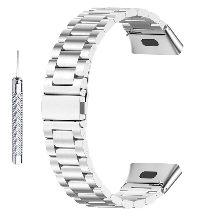 

For Xiaomi Redmi Watch 3 / Mi Watch Lite 3 Metal Band 3 Beads Stainless Steel Watch Strap with Case and Tool - Silver