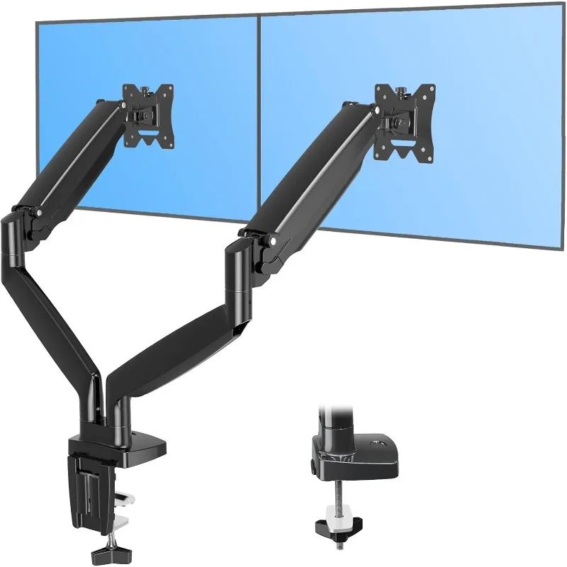 

Двойное крепление монитора для 2 ультрашироких экранов до 35 дюймов, удерживает 6,6-фунтов, Настольный кронштейн с газовой пружиной