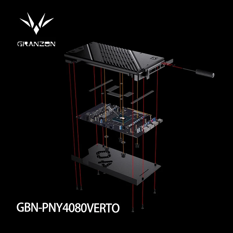 Granzon Water Block for PNY RTX 4080 16GB XLR8 Gaming VERTO EPIC-X ARGB OC GPU Card / Full Cover Design / GBN-PNY4080VERTO